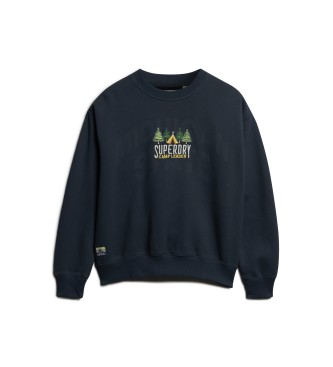 Superdry Loose-fitting crew neck Travel Souvenir navy sweatshirt