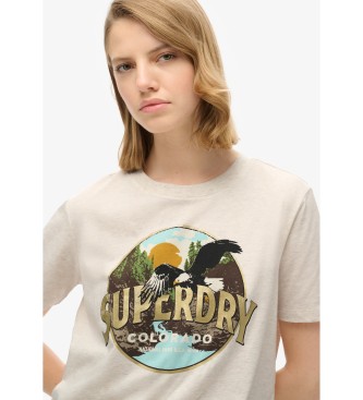 Superdry T-shirt beige ricordo di viaggio