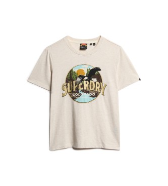 Superdry T-shirt beige ricordo di viaggio