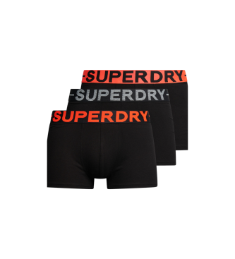 Superdry Pakke med tre klassisk skrne trusser i kologisk bomuld, sort