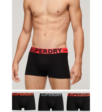 Superdry Conjunto de trs cuecas de corte clssico em algodo orgnico preto