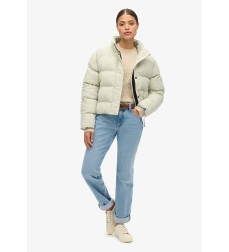 Superdry Quadratisch geschnittene Steppjacke aus grauem Tweed