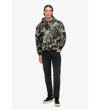 Superdry Baggy sweatshirt met camouflagecapuchon en Utility-logo  zwart