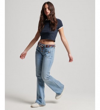 Superdry Vintage blauwe flared jeans van biologisch katoen met lage taille