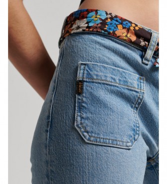 Superdry Vintage bl utsvngda jeans med lg skrning i ekologisk bomull