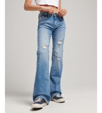 Superdry Utsvngda skinny jeans i ekologisk bomull, medium fit, bl
