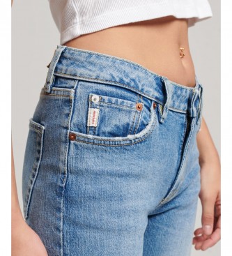 Superdry Rozkloszowane jeansy skinny z bawełny organicznej, średni stan, niebieskie