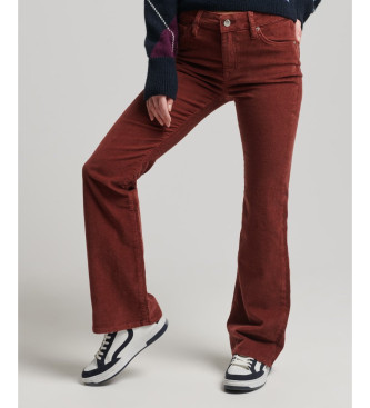 Superdry Maroon mid-rise corduroy skinny jeans met uitlopende pijpen en medium rise