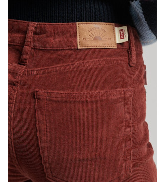 Superdry Maroon mid-rise corduroy skinny jeans with flared leg and medium rise