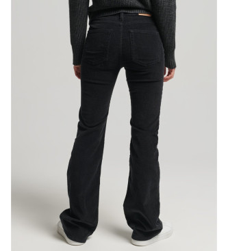 Superdry Jean skinny en velours ctel  jambe vase et taille moyenne noir