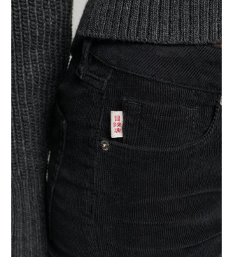 Superdry Uitlopende, halfhoge corduroy skinny jeans zwart