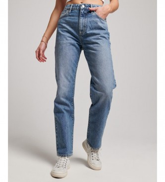 Superdry High-waisted organic cotton straight jeans blue - ESD Store  fashion, footwear and accessories - best brands shoes and designer shoes