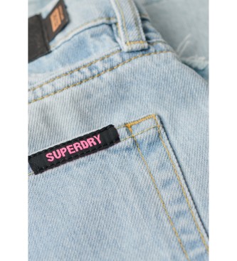 Superdry Flared Jeans mit weitem Bein und rohem Saum blau