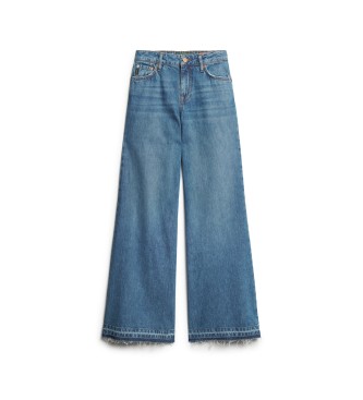 Superdry Udslede jeans med brede ben og r kanter bl