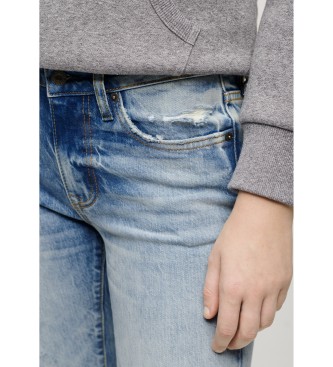 Superdry Jeans ajustados de talle medio azul