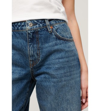 Superdry Blauwe jeans met middellange taille en wijde pijpen