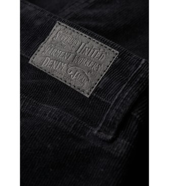 Superdry Jeans neri in velluto a coste svasati a vita bassa