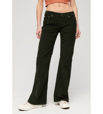 Superdry Uitlopende corduroy jeans met lage taille groen