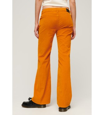 Superdry Orangefarbene ausgestellte Cord-Jeans, niedrige Leibhhe