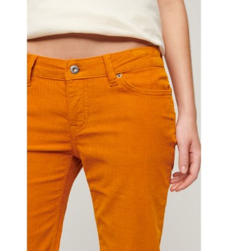 Superdry Orangefarbene ausgestellte Cord-Jeans, niedrige Leibhhe