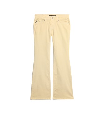 Superdry Jeans beige svasati in velluto a coste a vita bassa