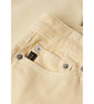 Superdry Jeans beige svasati in velluto a coste a vita bassa