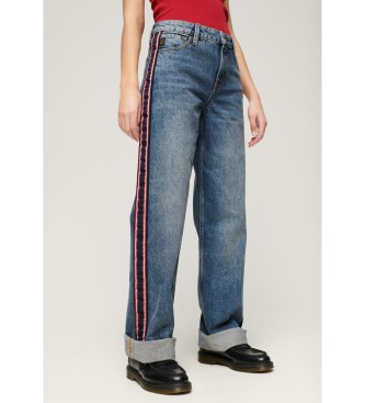 Superdry Jeans de talle medio y pernera ancha azul