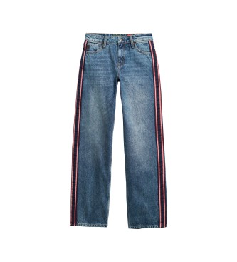 Superdry Jeans de talle medio y pernera ancha azul