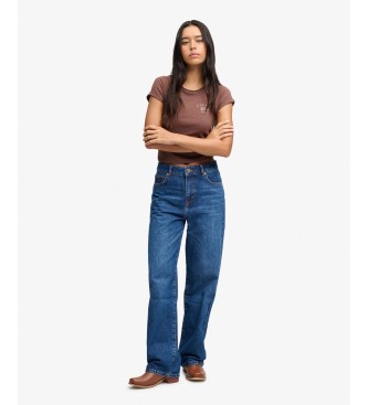 Superdry Jeans High Rise Wide Leg azul oscuro