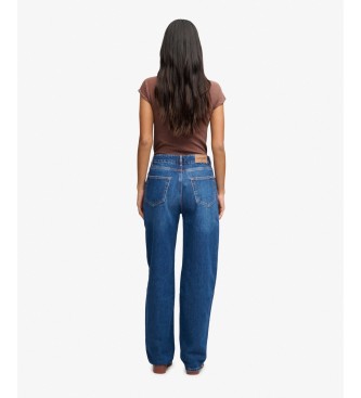 Superdry Jeans High Rise Wide Leg azul oscuro