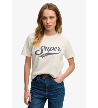 Superdry Camiseta Varsity Script blanco crema