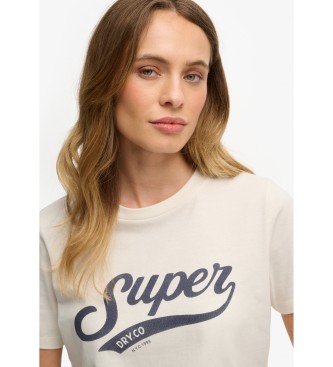 Superdry Camiseta Varsity Script blanco crema