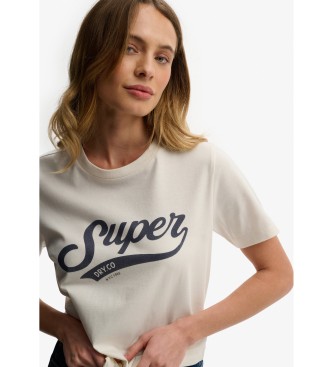 Superdry Camiseta Varsity Script blanco crema