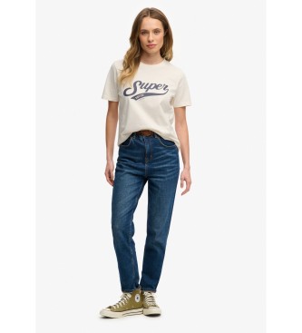 Superdry Camiseta Varsity Script blanco crema