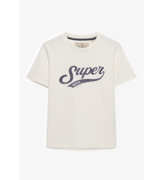 Superdry Camiseta Varsity Script blanco crema