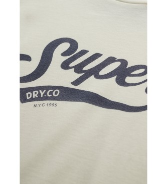 Superdry Camiseta Varsity Script blanco crema