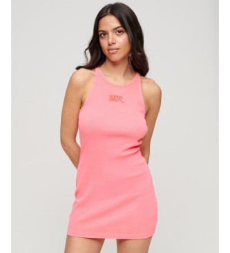 Superdry Pink broderet kanal-kjole