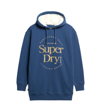 Superdry Vestido con capucha y logotipo metalizado Luxe azul