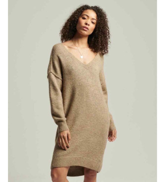 Superdry Brown V-neck knitted dress