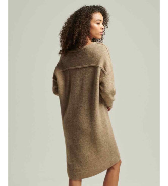 Superdry Brown V-neck knitted dress