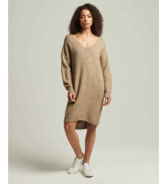 Superdry Brown V-neck knitted dress