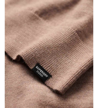 Superdry Long sleeve knitted dress in brown wool