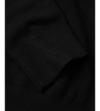 Superdry Gebreide jurk met lange mouwen in zwarte wol