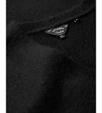 Superdry Črna pletena obleka iz dresa z V-izrezom