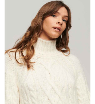 Superdry Braided knit dress with beige perkins collar