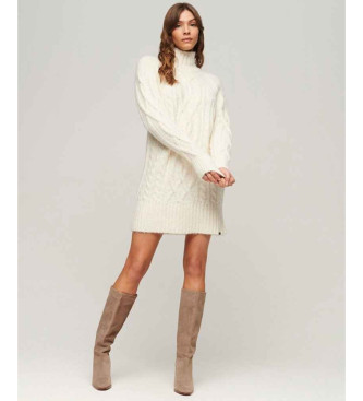 Superdry Braided knit dress with beige perkins collar