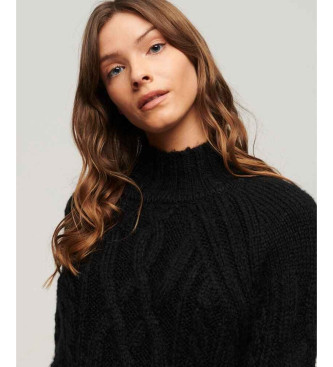 Superdry Braided knitted dress with black perkins collar