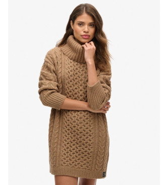 Superdry Brown braided knitted dress