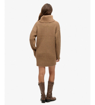 Superdry Brown braided knitted dress