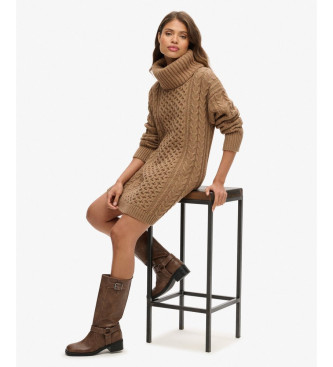 Superdry Brown braided knitted dress